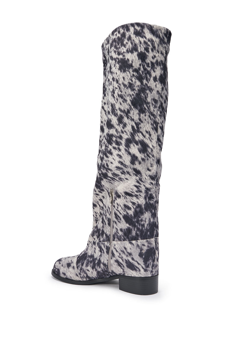 AZALEA WANG CANDACE BLACK AND WHITE SPECKLED FLAT BOOT