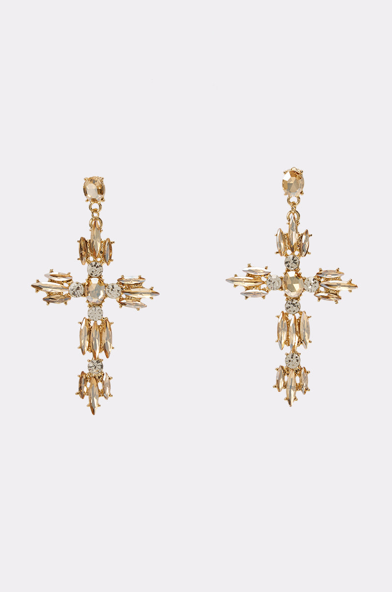GOLD RUSH CROSS EARRINGS