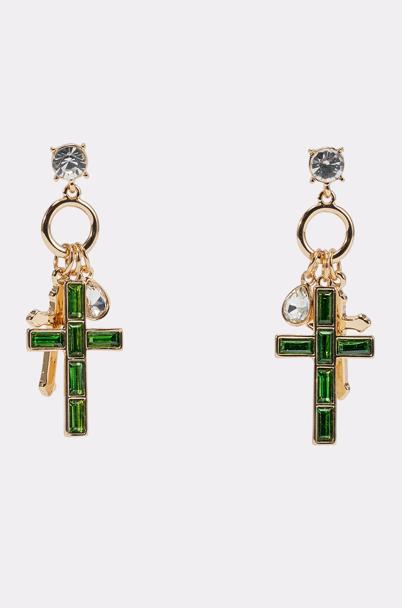REGAL CROSS CHARM EARRINGS