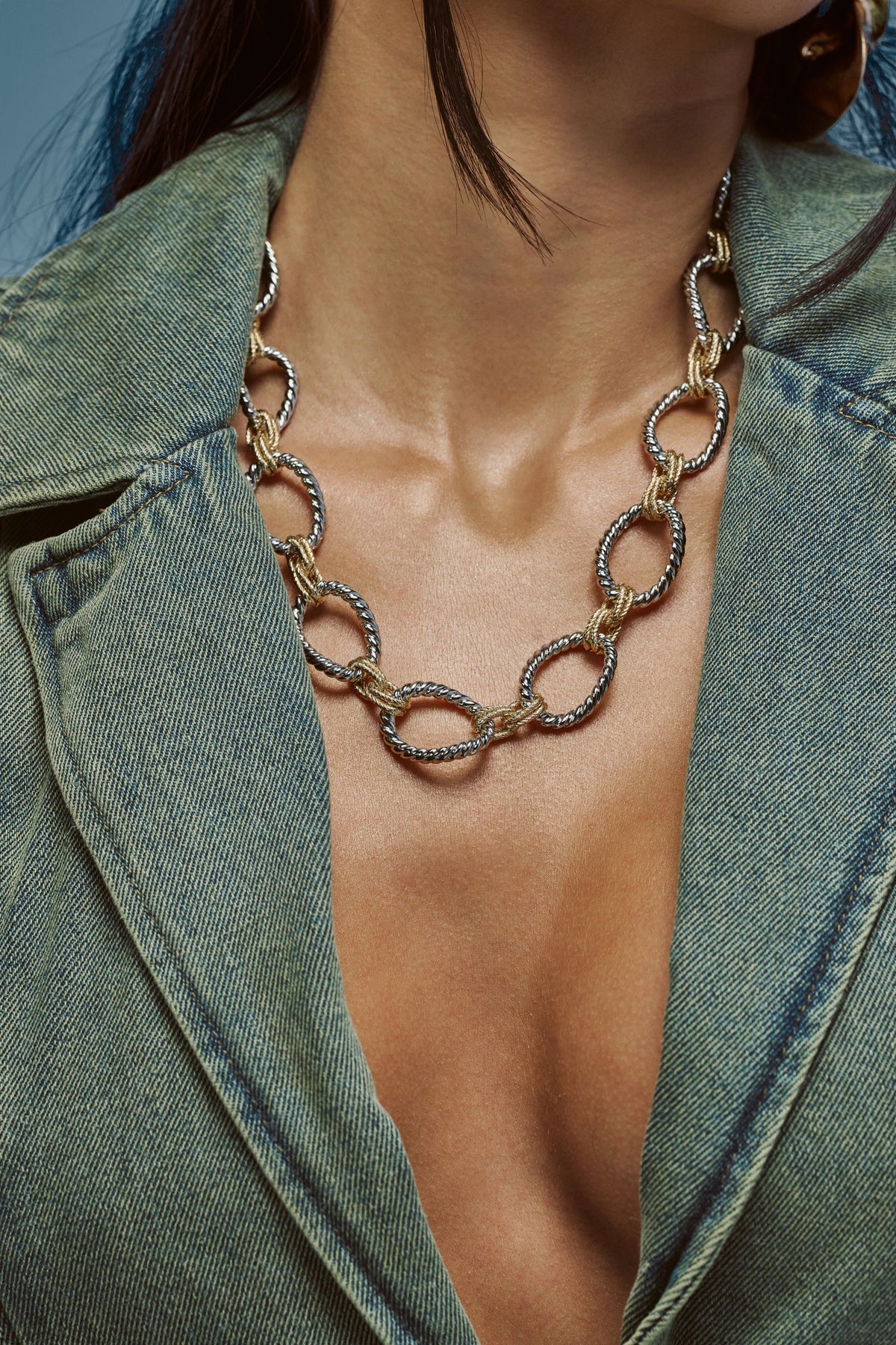 TWO TONE BIG LINK NECKLACE