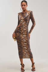 MIXED SIGNALS ANIMAL PRINT MIDI DRESS
