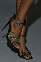 AKIRA GOLD  DEBUTANTE BRONZE RHINESTONE EMEBELLISHED STILETTO SANDAL