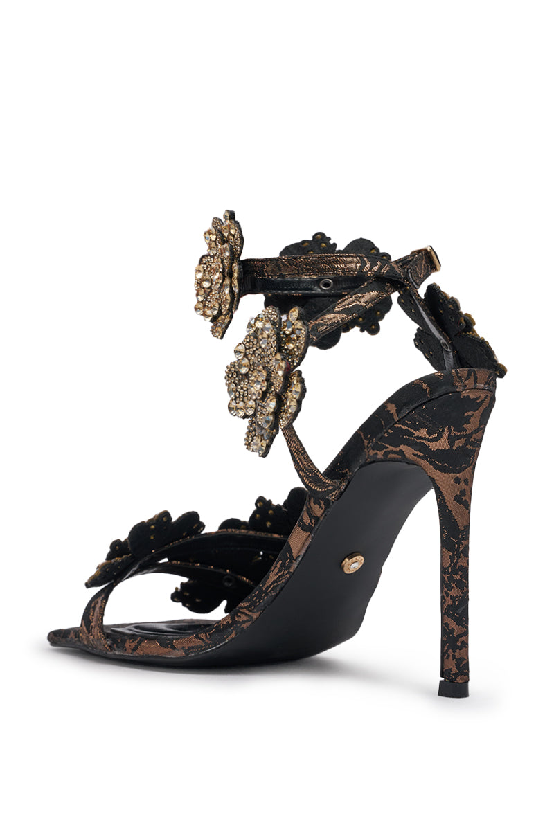 AKIRA GOLD  DEBUTANTE BRONZE RHINESTONE EMEBELLISHED STILETTO SANDAL