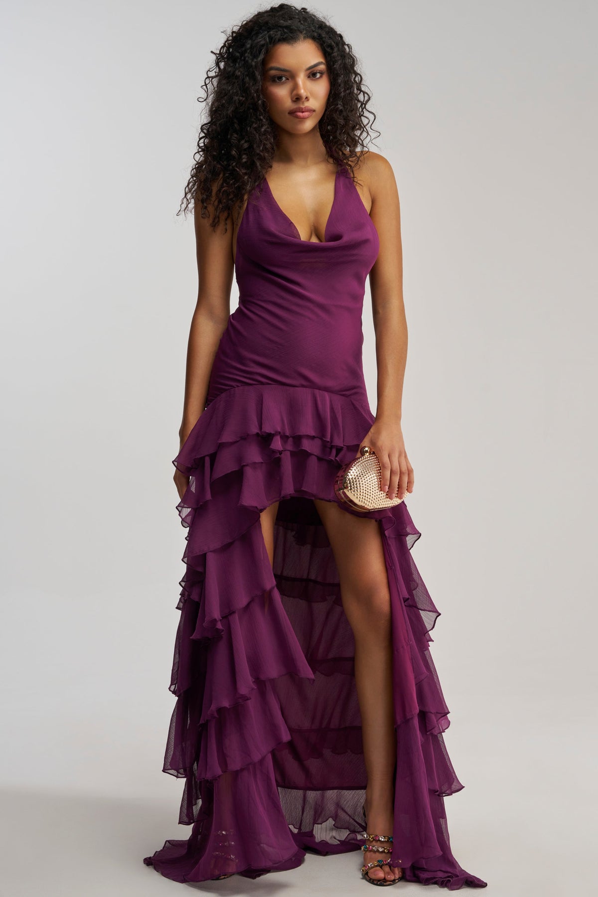 TO ALL MY FANS CHIFFON RUFFLE MAXI DRESS
