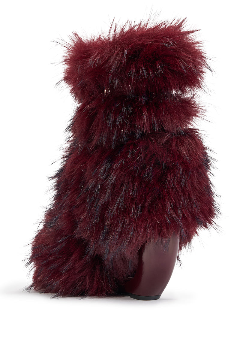 AZALEA WANG ELIANA BURGUNDY OPEN TOE WEDGE BOOTIE