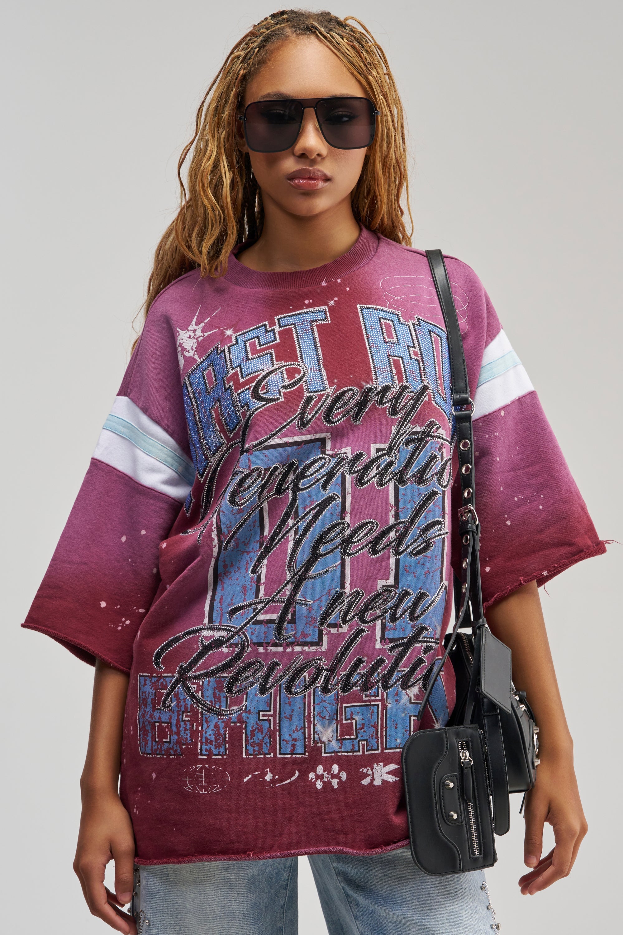 MY FUTURE OVERSIZED GRAPHIC TEE IN BURGUNDY