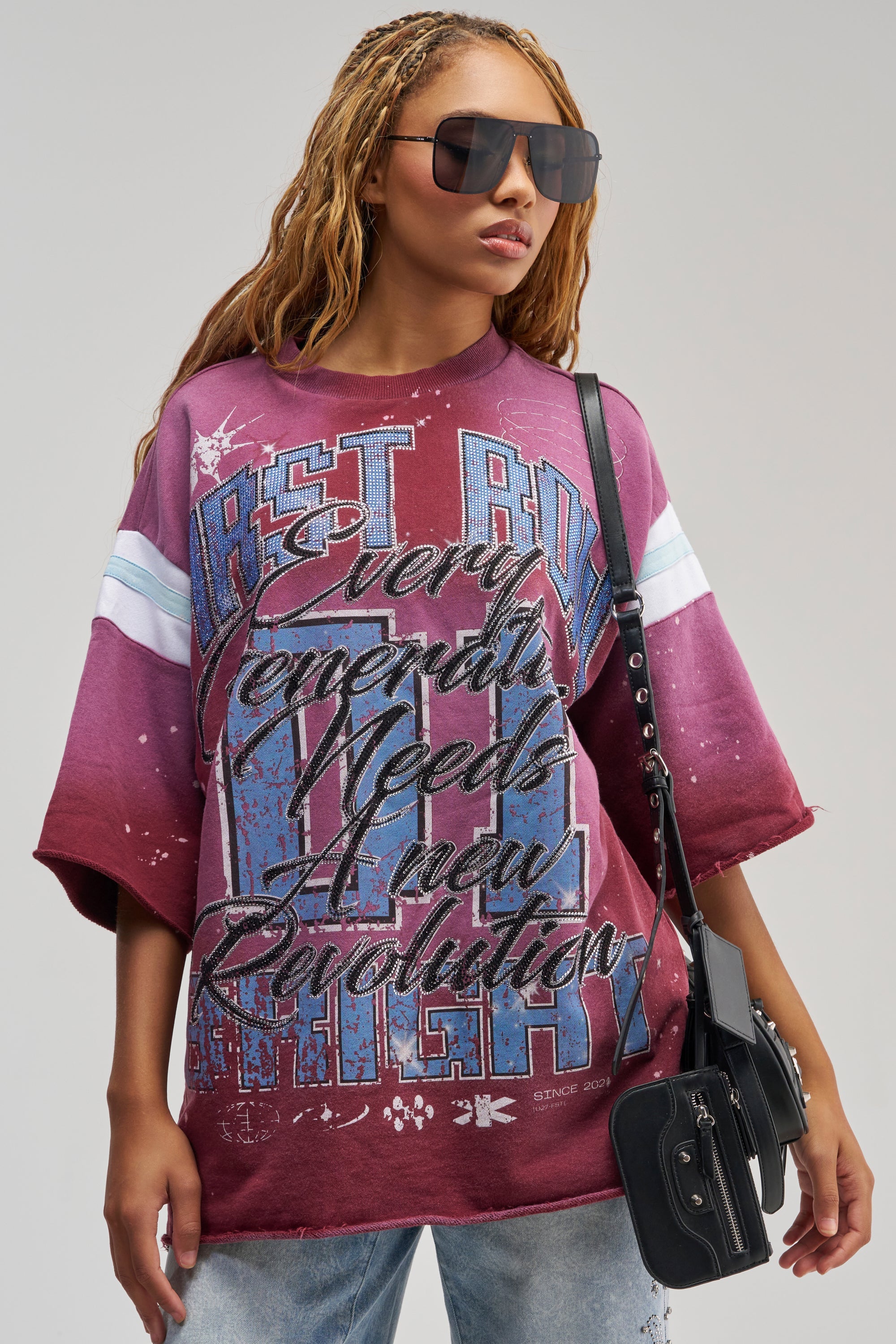 MY FUTURE OVERSIZED GRAPHIC TEE IN BURGUNDY