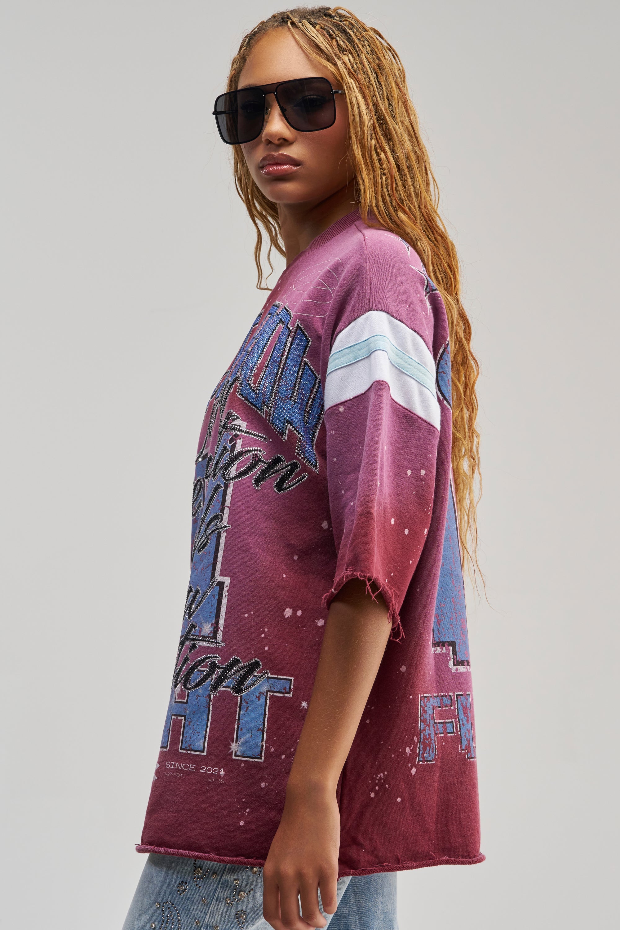 MY FUTURE OVERSIZED GRAPHIC TEE IN BURGUNDY