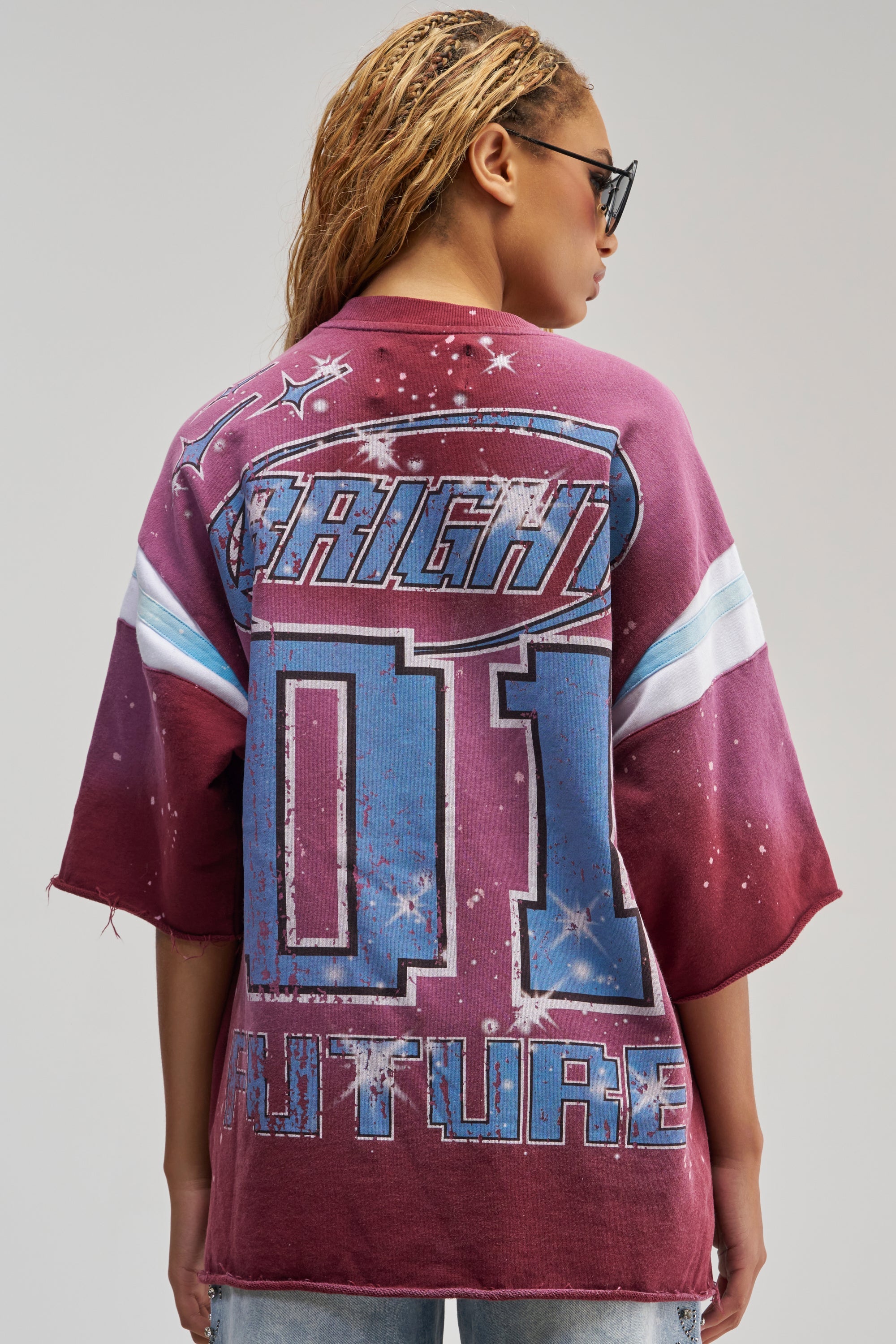 MY FUTURE OVERSIZED GRAPHIC TEE IN BURGUNDY