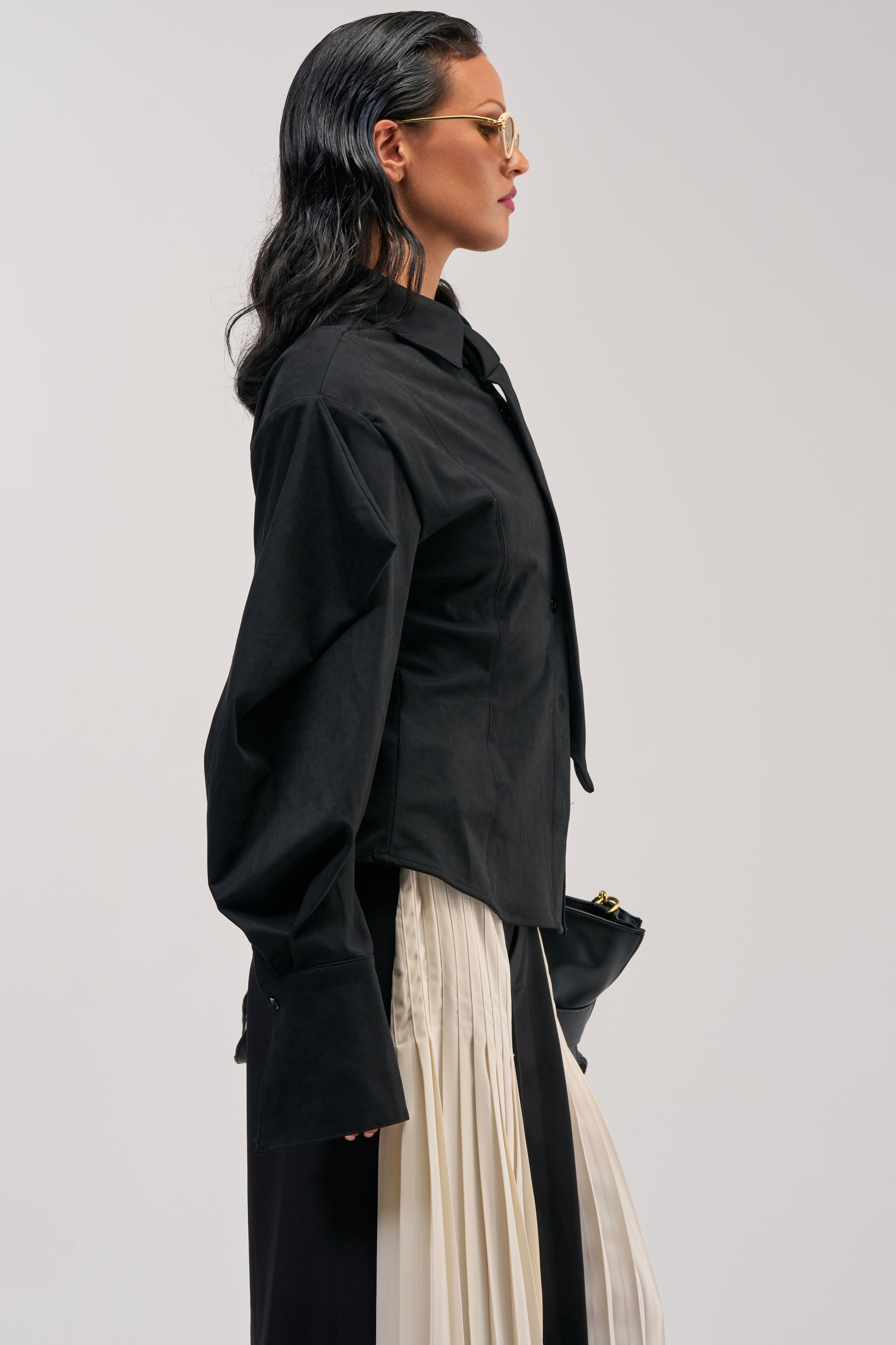 SHE MEANS BUSINESS SUEDE BUTTON DOWN