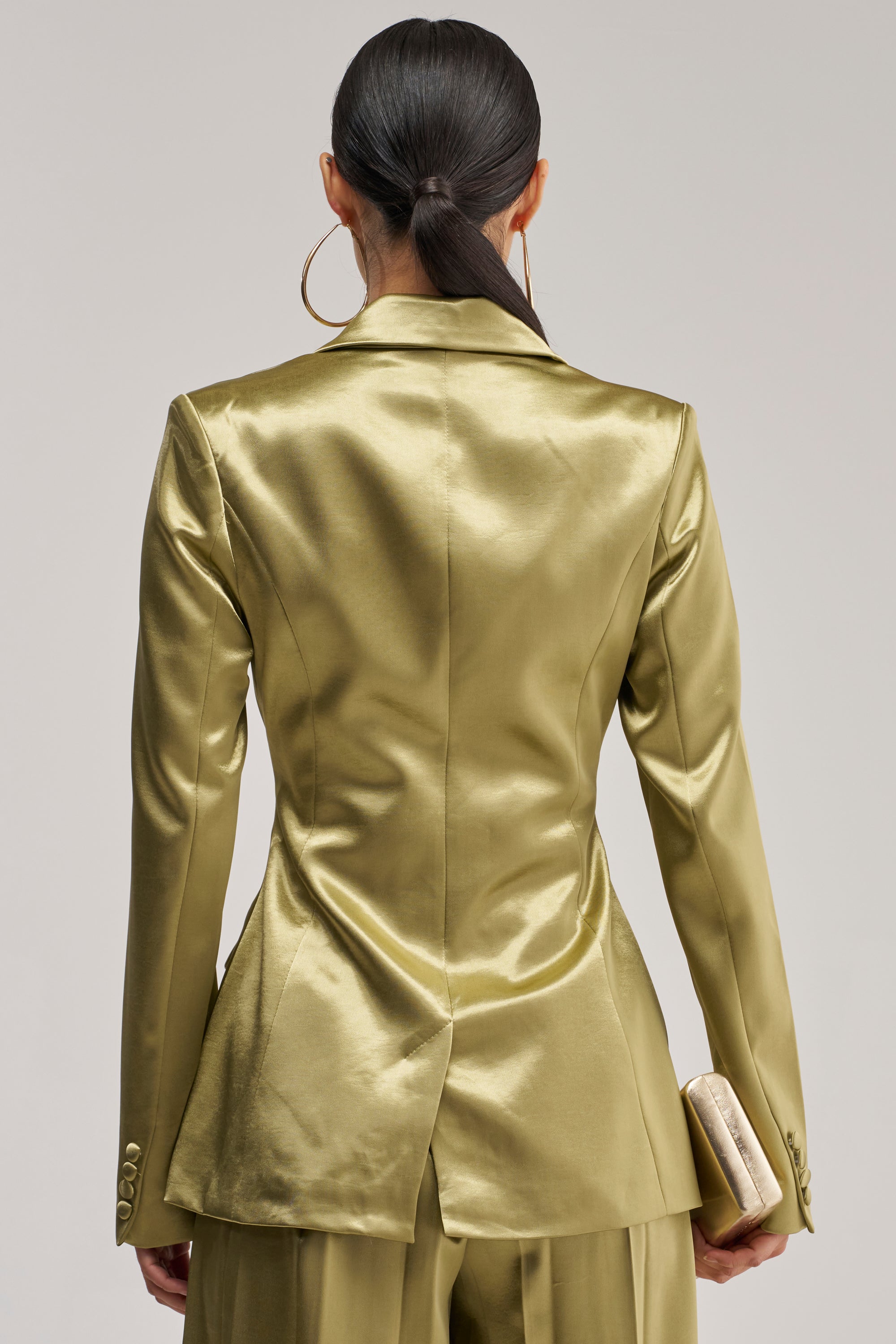 IRIS SATIN BLAZER IN OLIVE