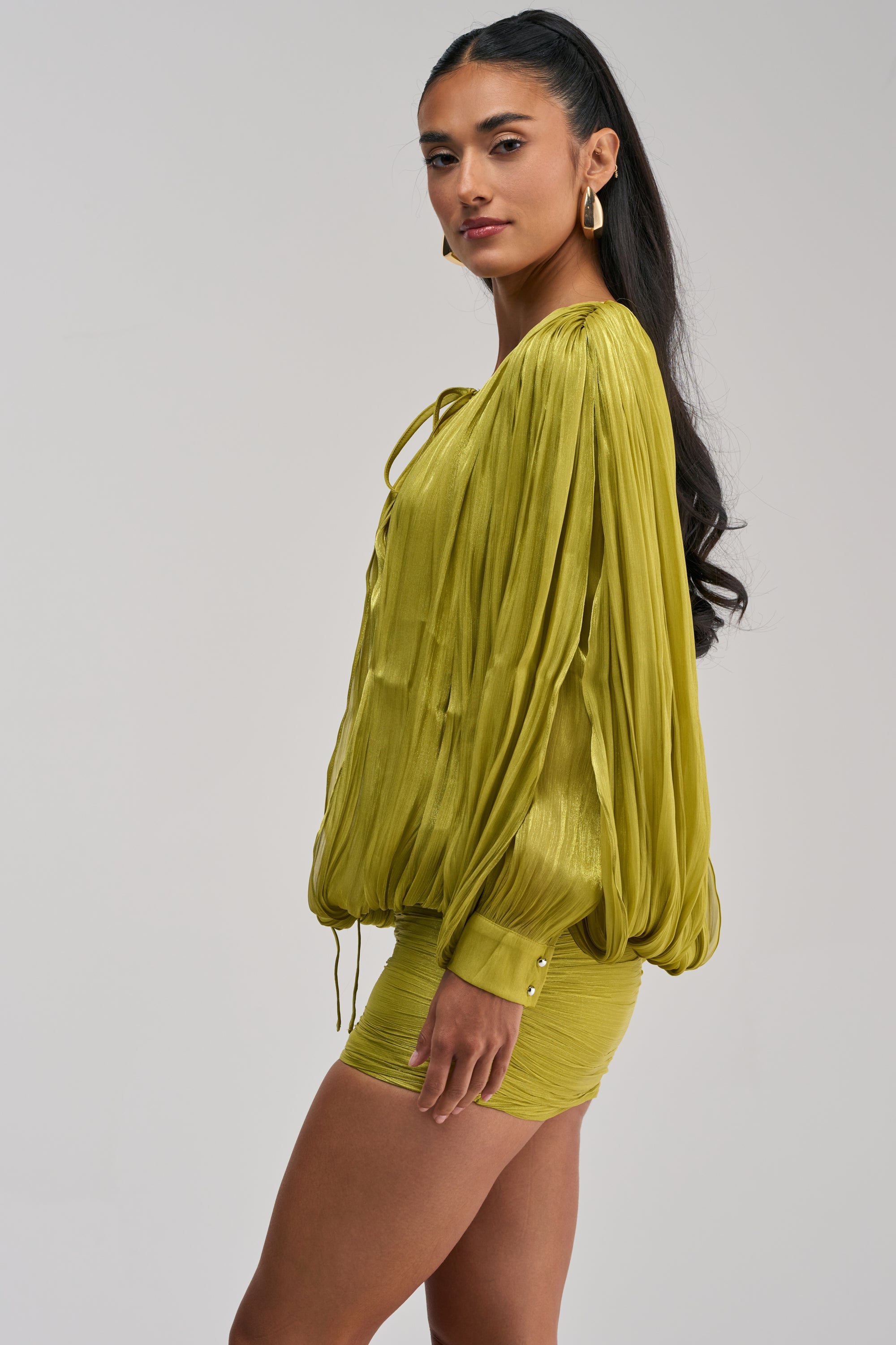 CLASSY AND CUTE CHIFFON MINI DRESS IN GREEN