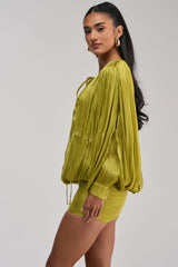 CLASSY AND CUTE CHIFFON MINI DRESS IN GREEN