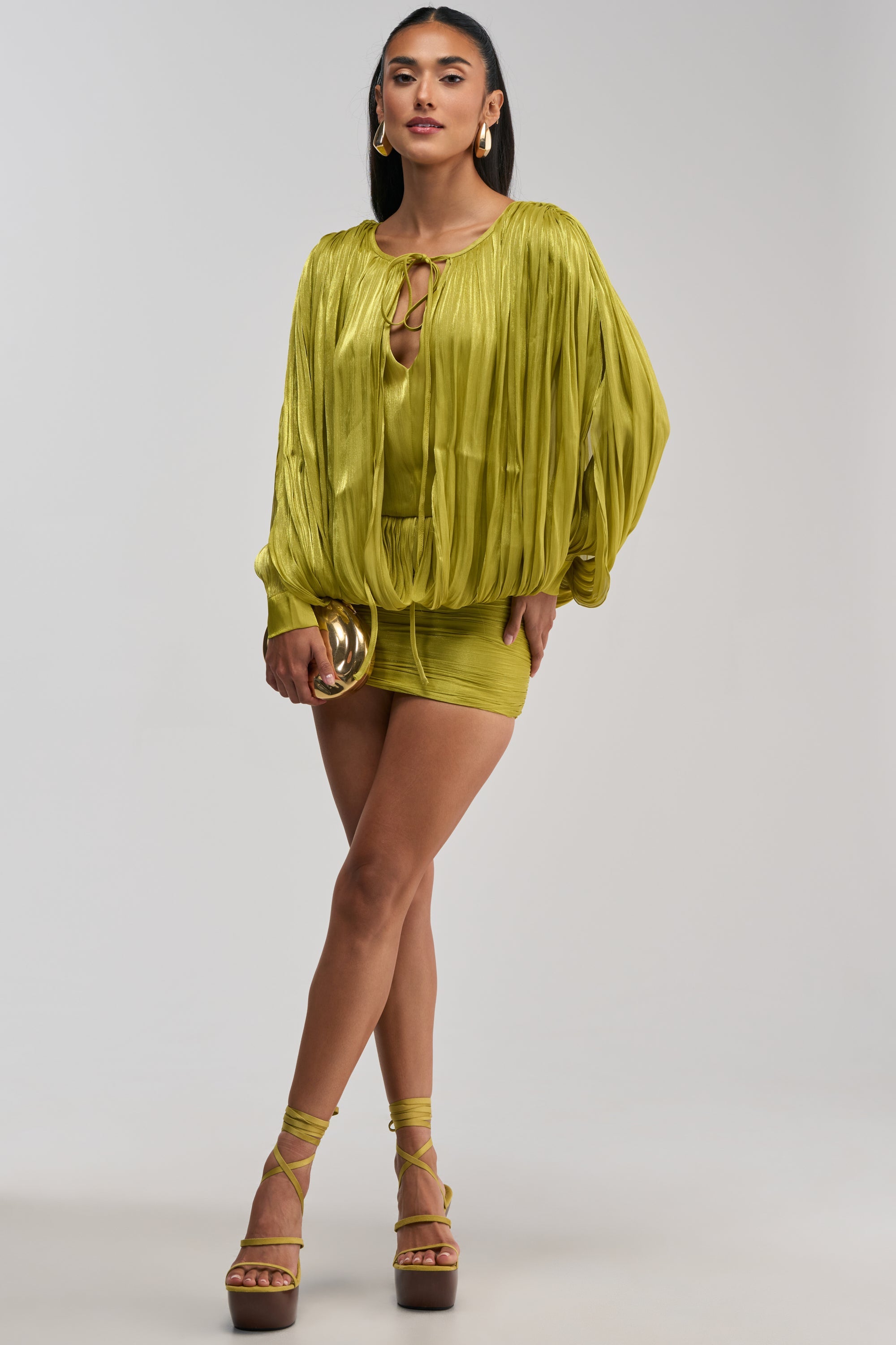 CLASSY AND CUTE CHIFFON MINI DRESS IN GREEN