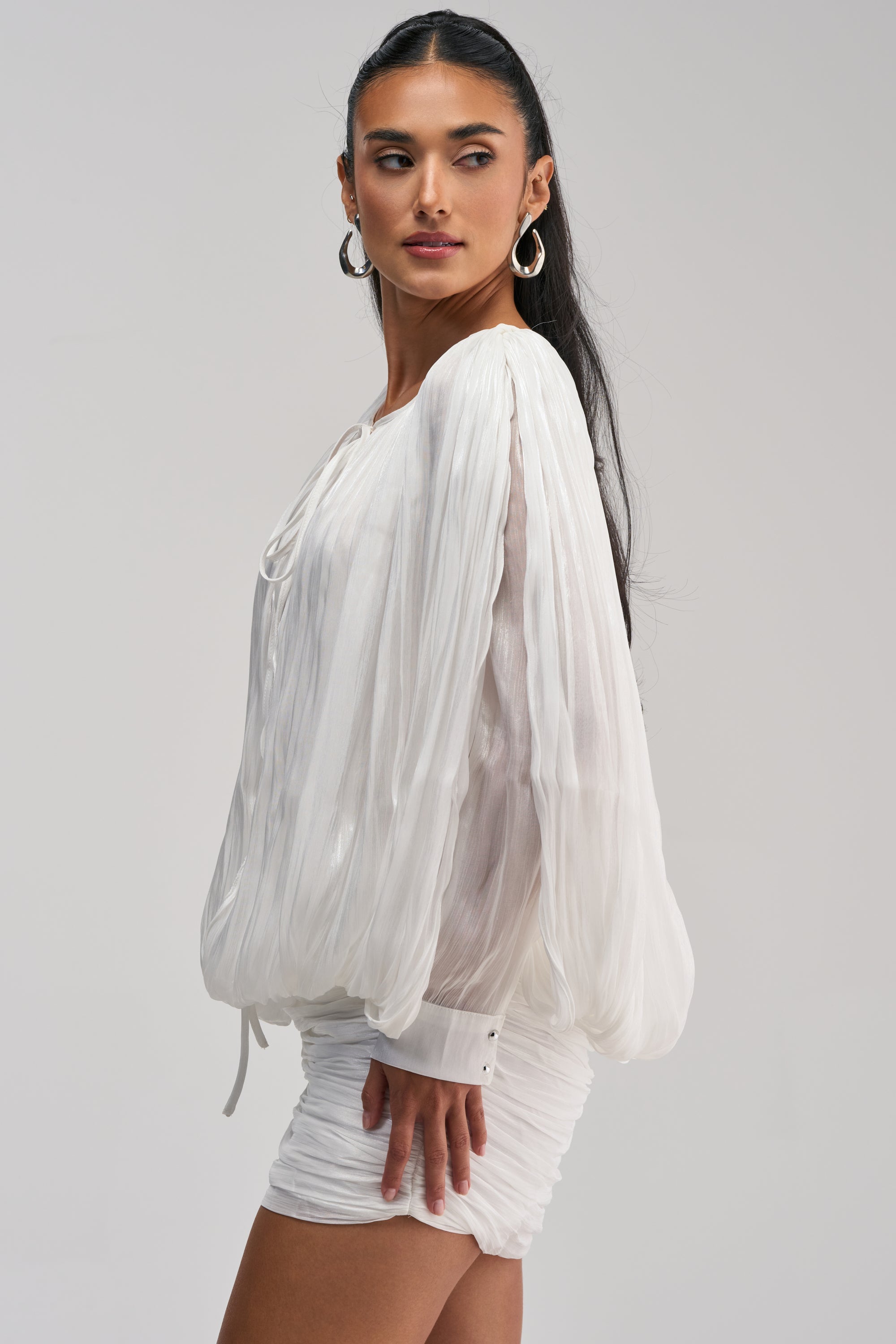 CLASSY AND CUTE CHIFFON MINI DRESS IN WHITE