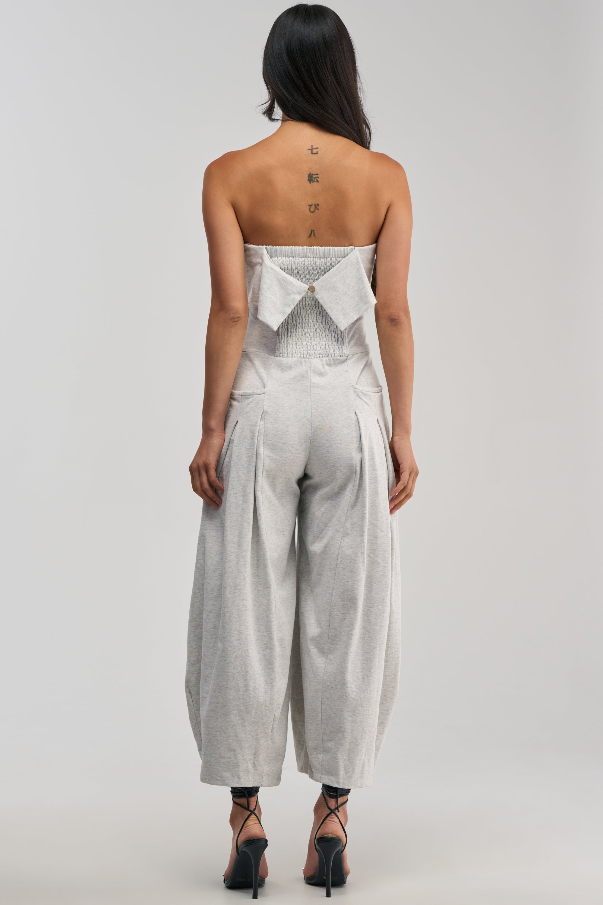 COMFY AND CUTE STRAPLESS JUMPSUIT IN HEATHER GREY