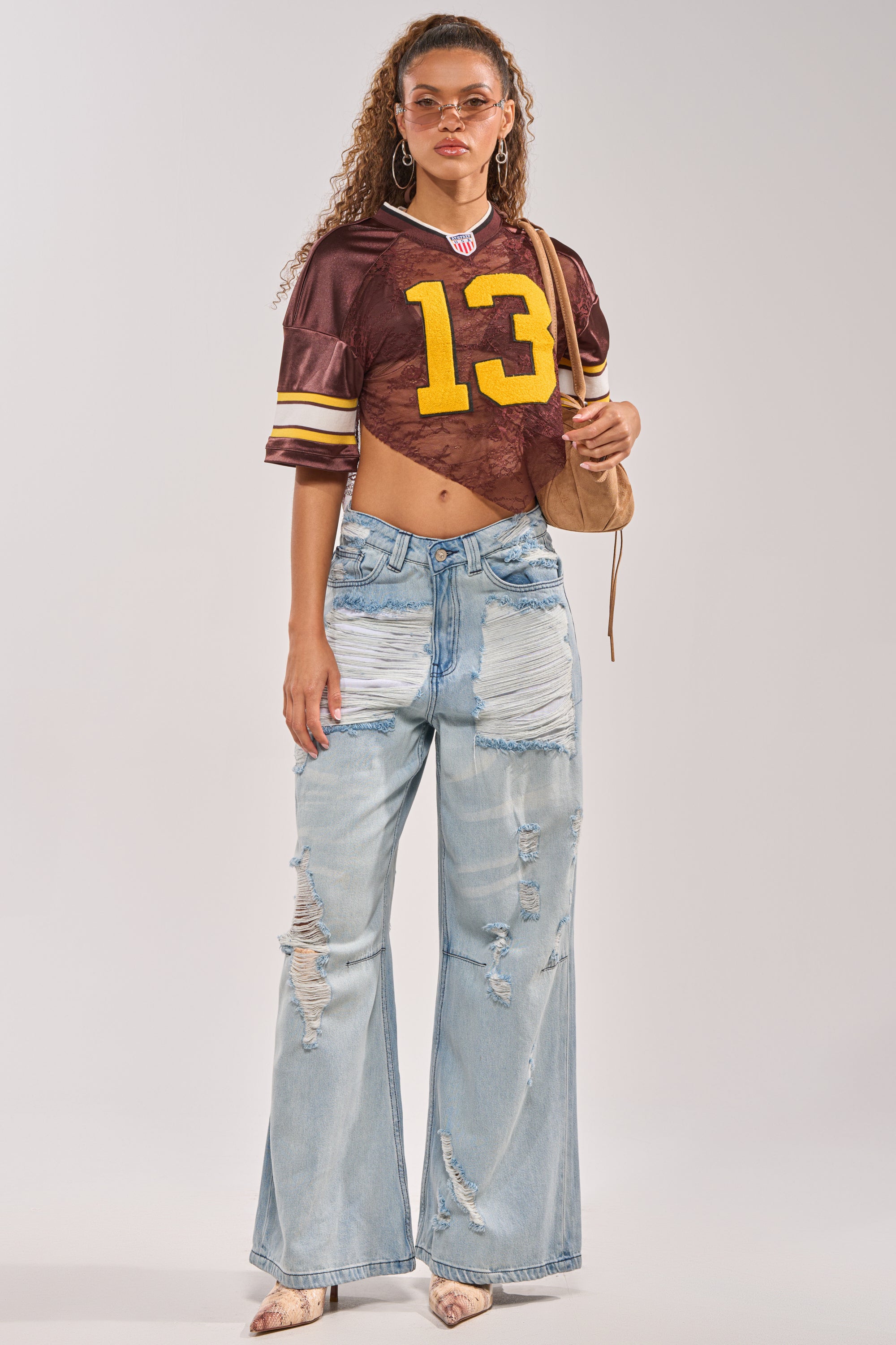 SUPER DISTRESSED WIDE LEG DENIM
