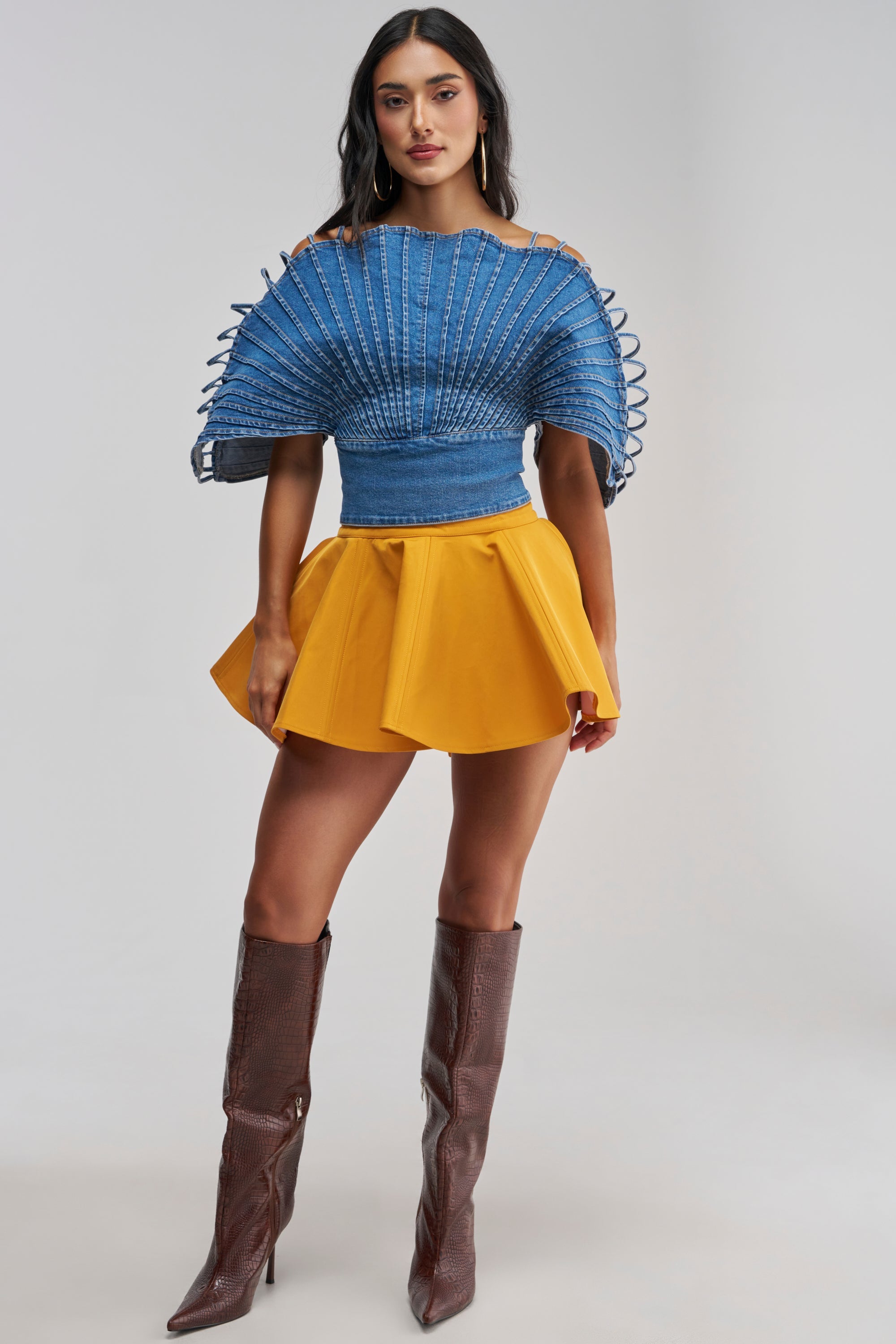 BETTER BE NYLON SKIRT IN MUSTARD