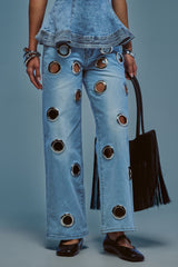 COOL GIRL ALERT DENIM WITH GROMMETS