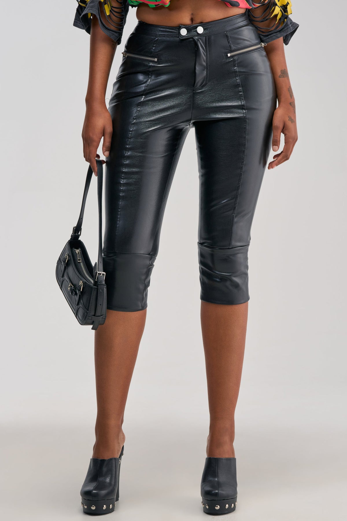 A LITTLE BIT OF THIS FAUX LEATHER CAPRI