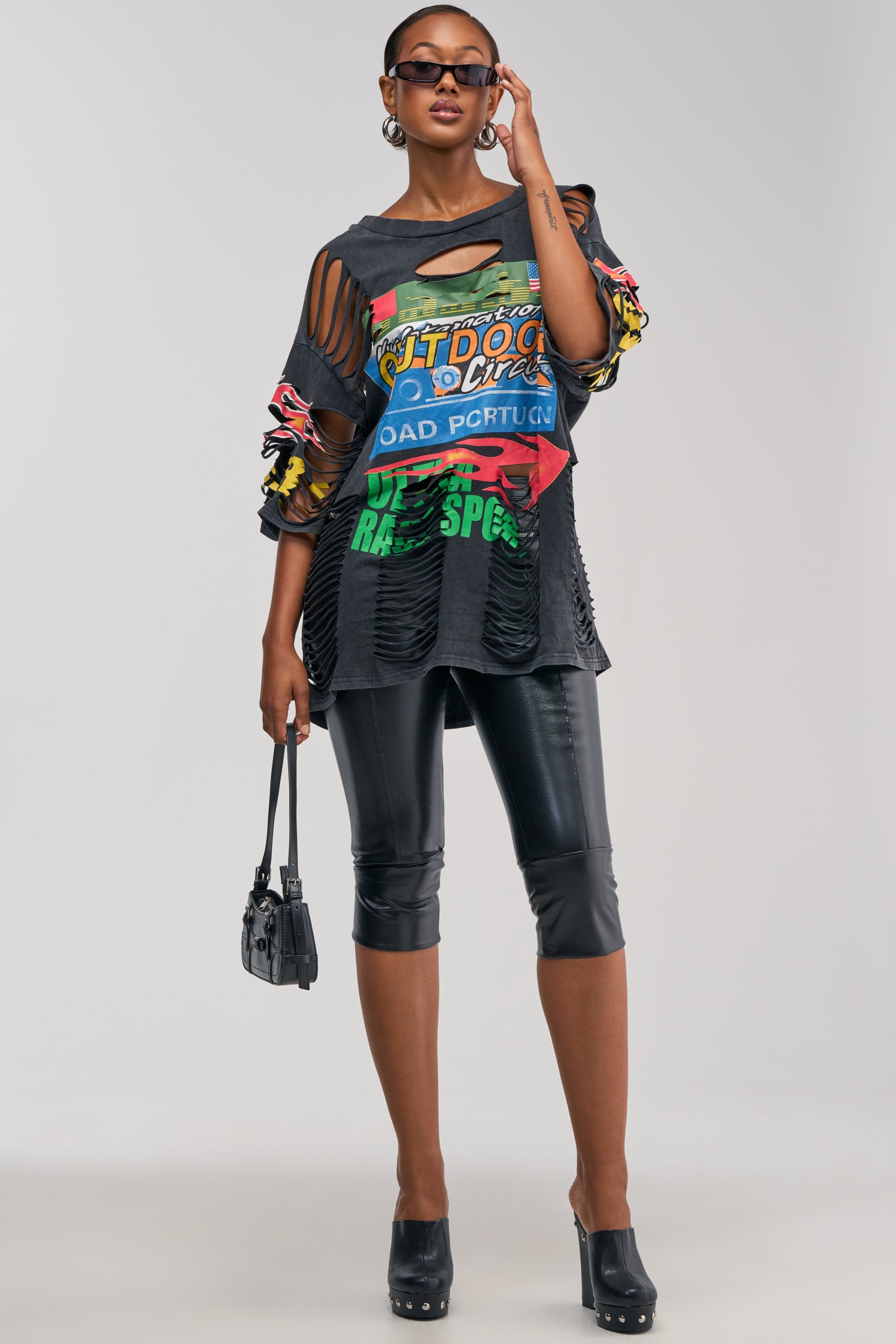 A LITTLE BIT OF THIS FAUX LEATHER CAPRI