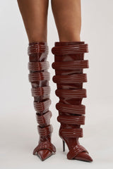 AZALEA WANG JETSET COGNAC STILETTO BOOT