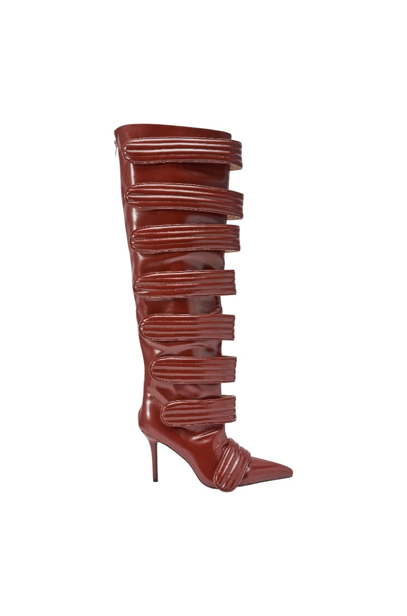 AZALEA WANG JETSET COGNAC STILETTO BOOT