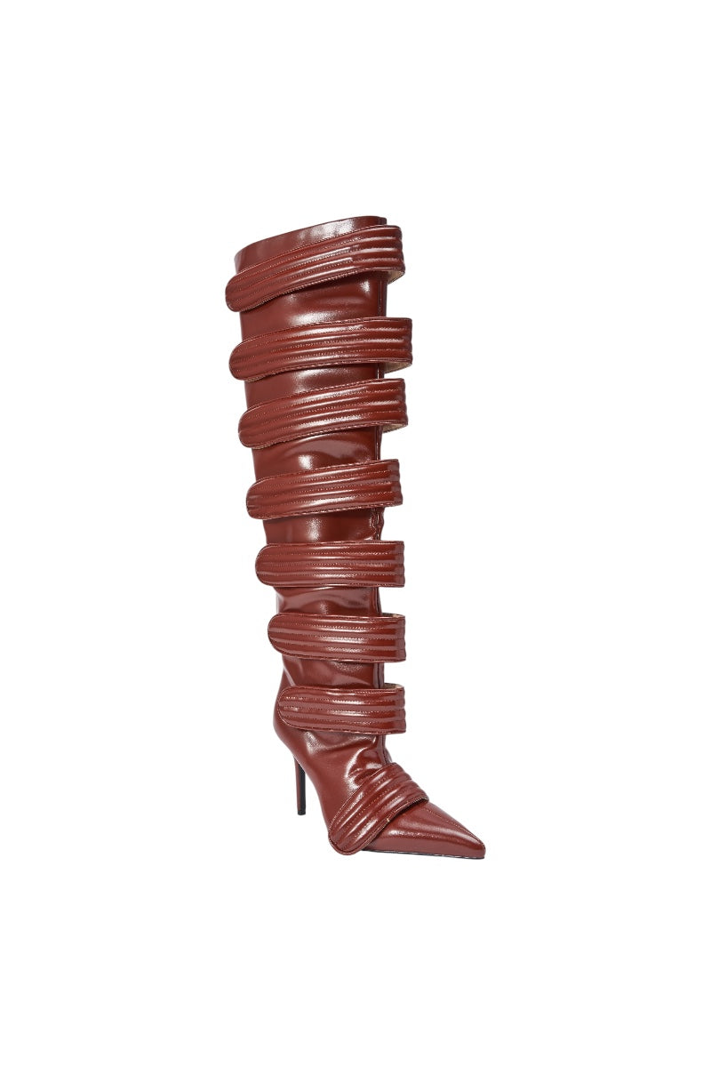 AZALEA WANG JETSET COGNAC STILETTO BOOT