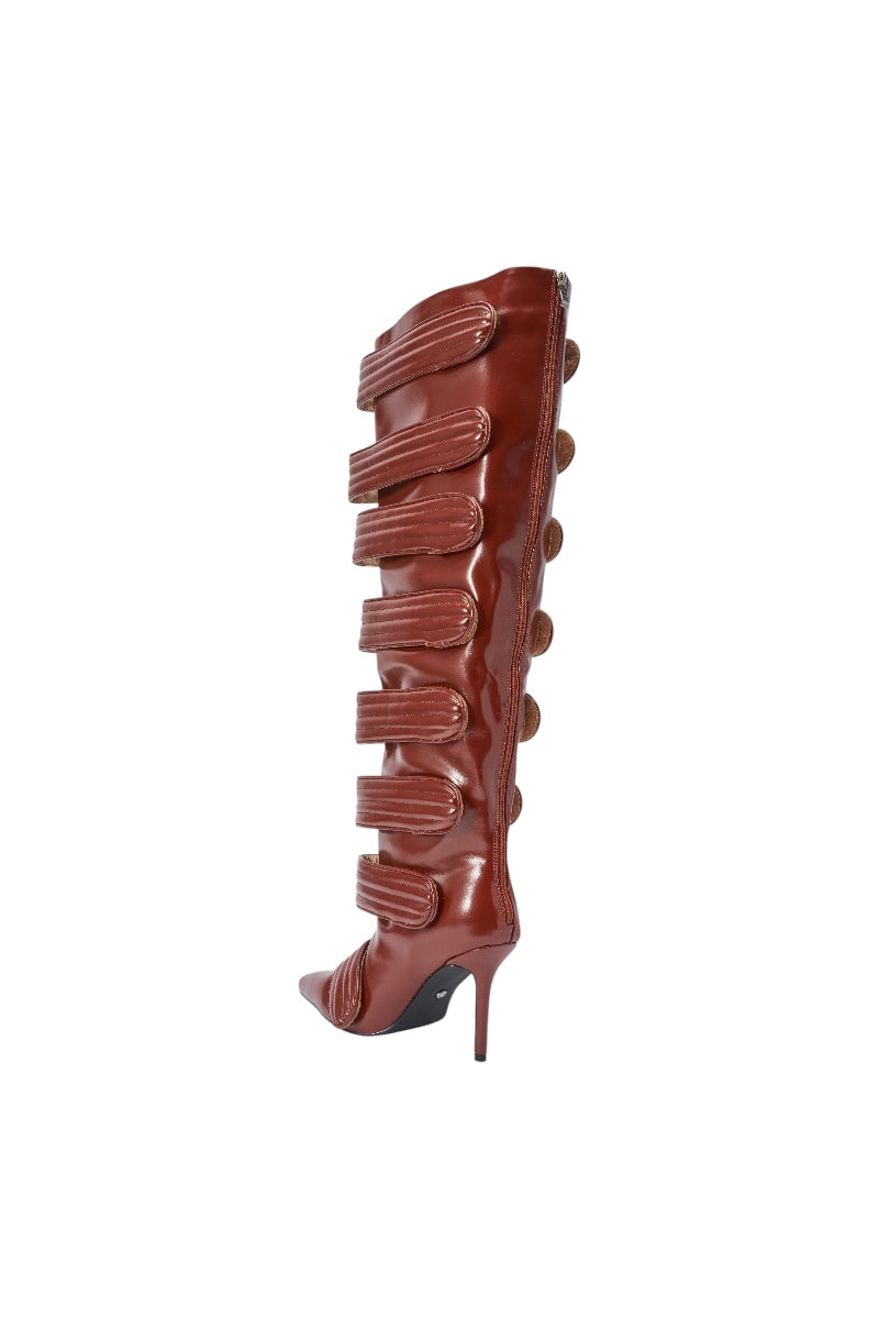 AZALEA WANG JETSET COGNAC STILETTO BOOT