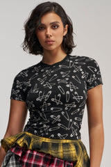 PROCEED WITH CAUTION RHINESTONE TEE