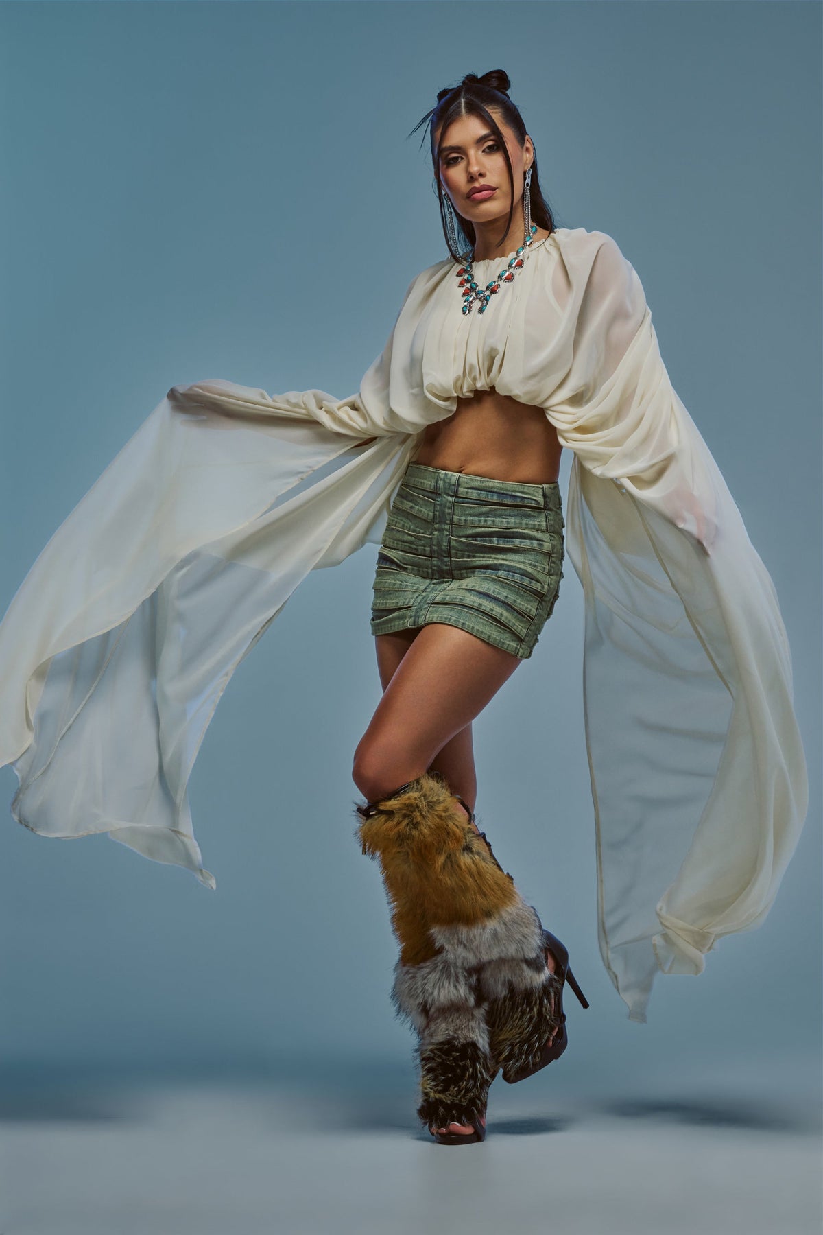 FLY WITH ME CHIFFON BLOUSE IN IVORY