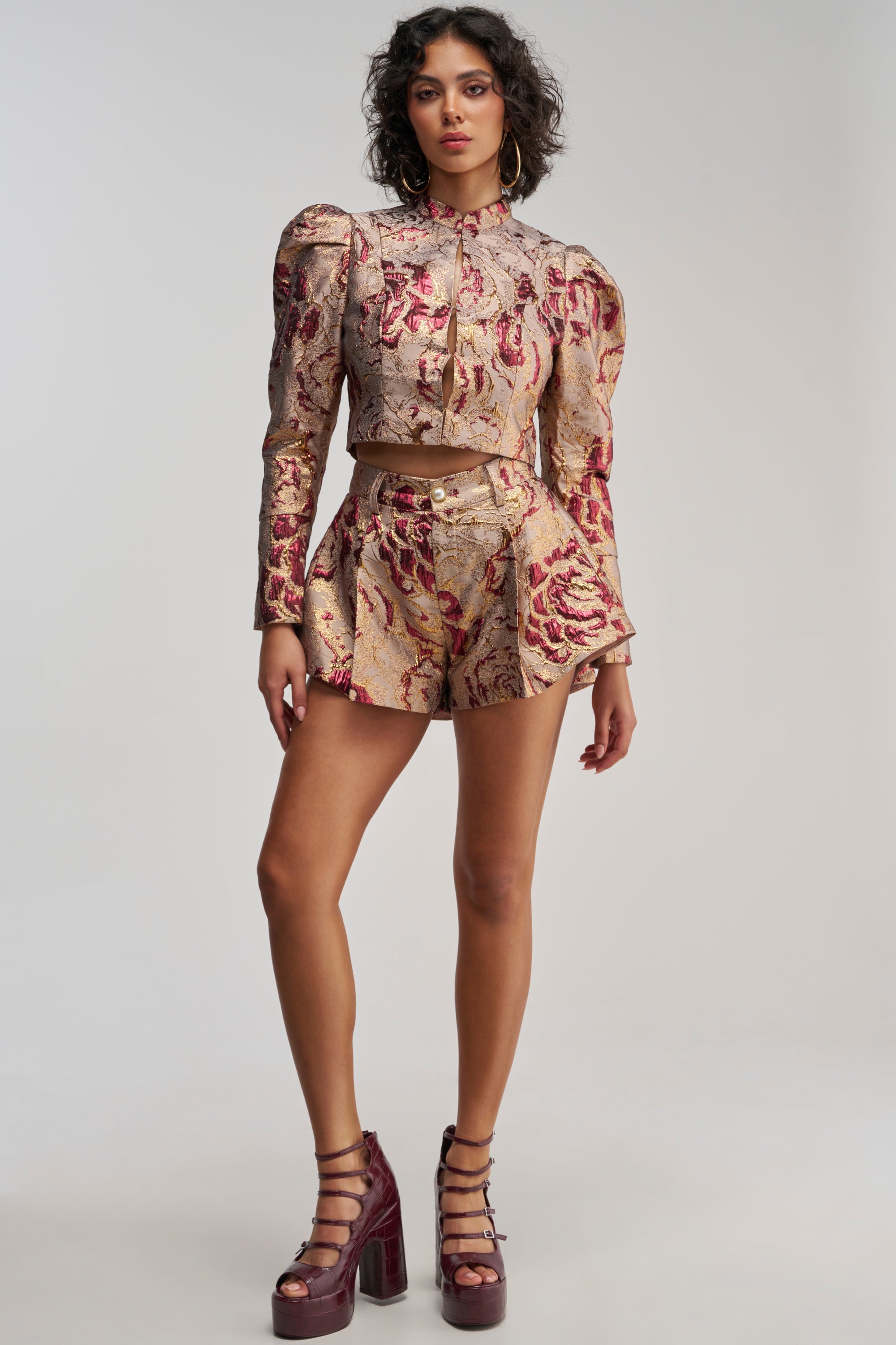 PENNY BROCADE SHORT IN BRONZE
