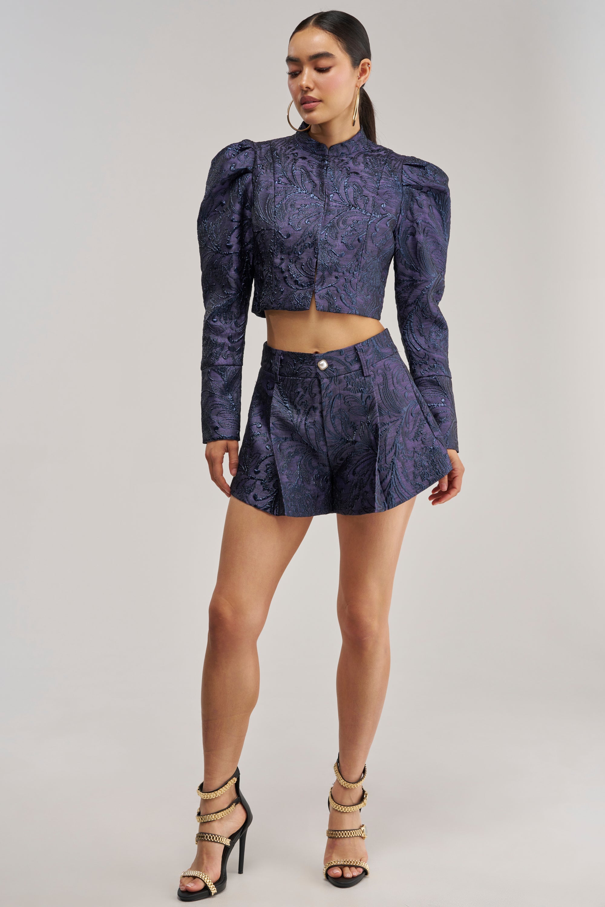 PENNY BROCADE SHORT IN NAVY