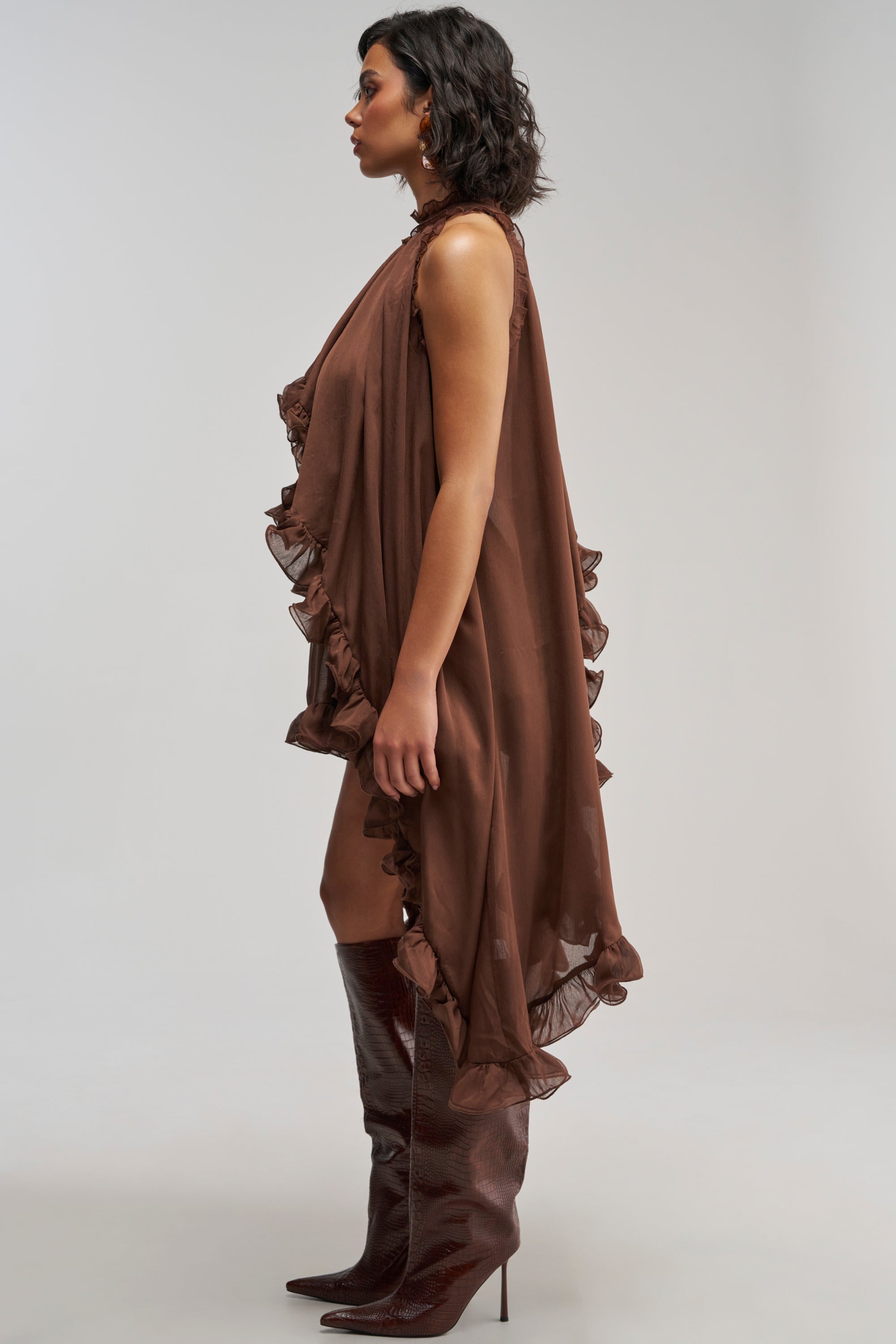 TALK TO ME CHIFFON HIGH LOW BLOUSE