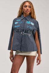 CLOCKED OUT STRIPE BUTTON DOWN