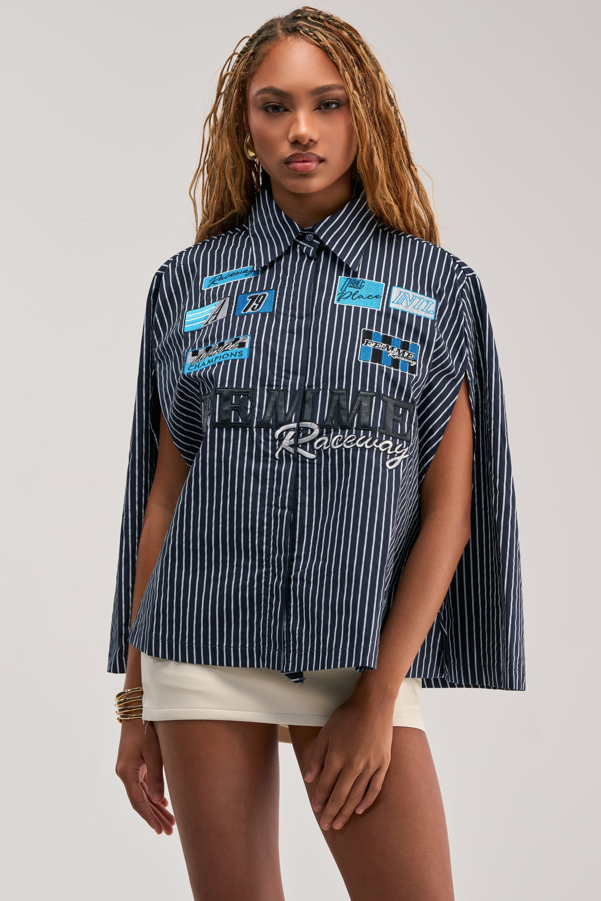 CLOCKED OUT STRIPE BUTTON DOWN
