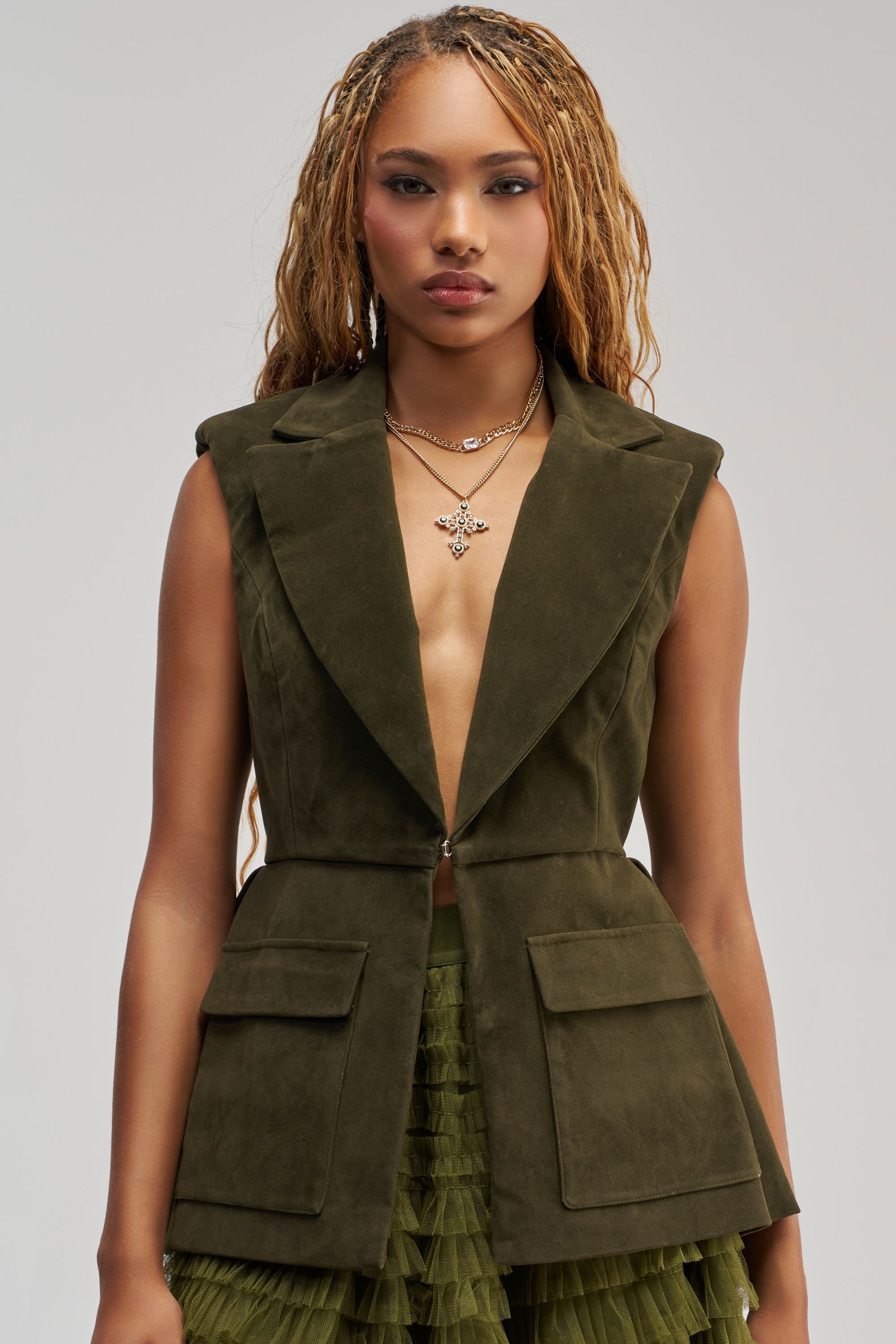 NAOMI BLAZER VEST IN SUEDE