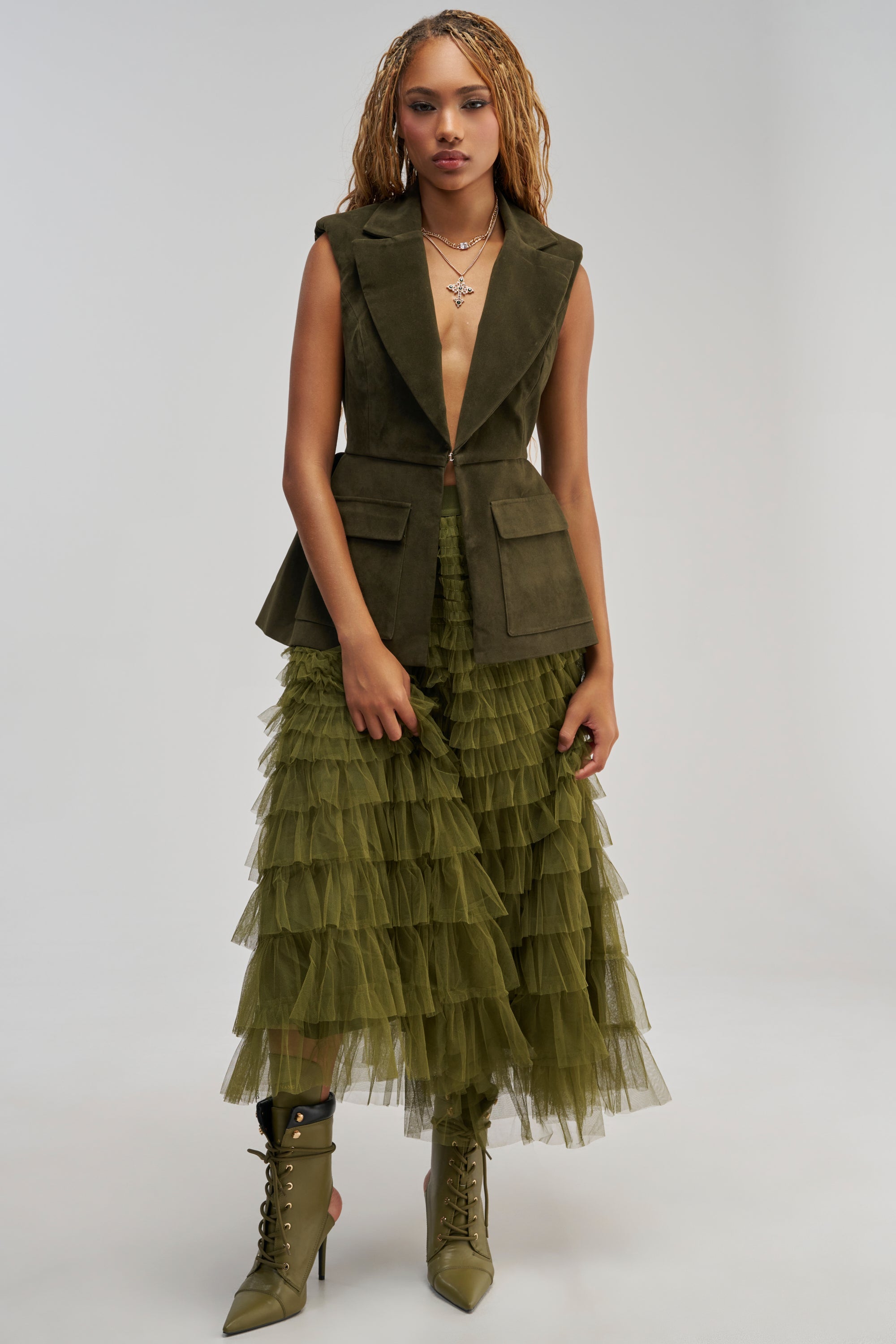 NAOMI BLAZER VEST IN SUEDE
