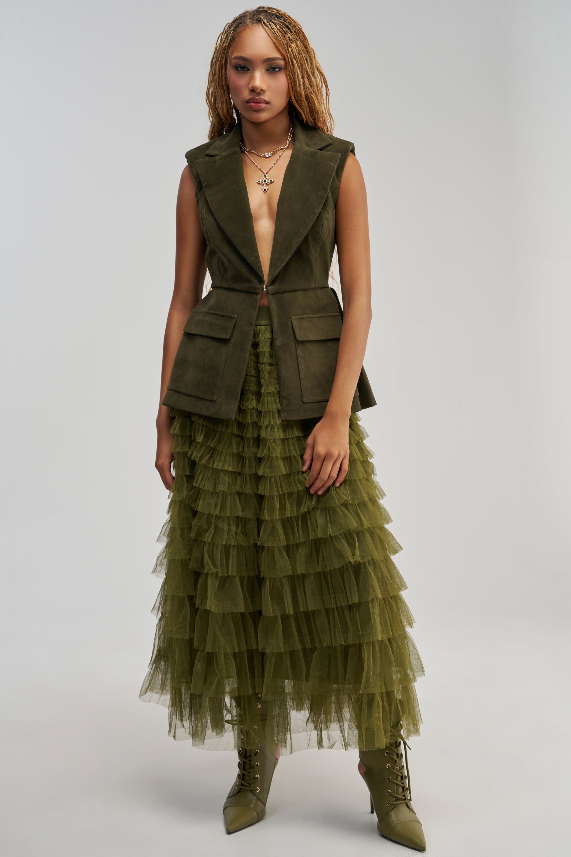 NAOMI BLAZER VEST IN SUEDE