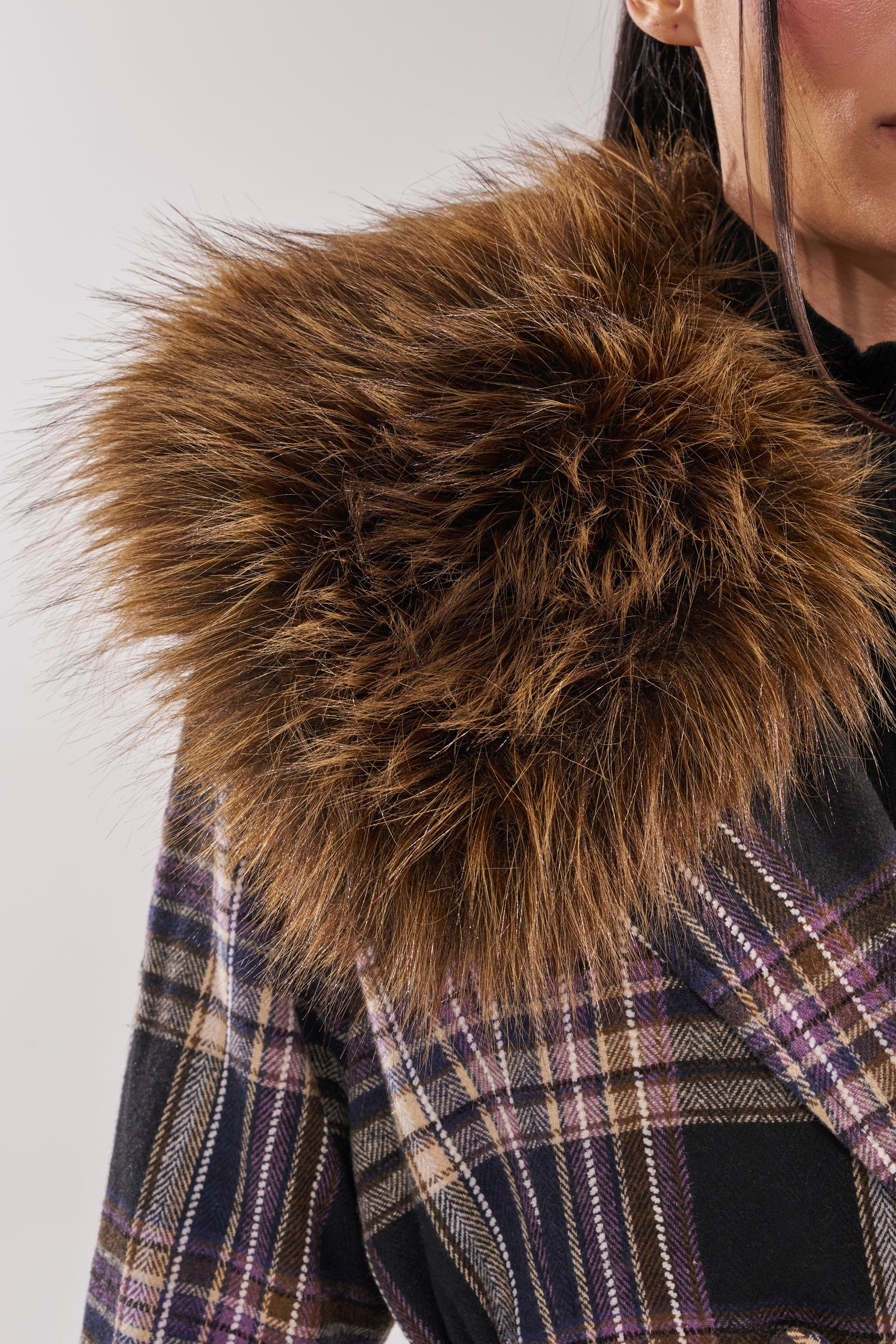 SWEPT UP FUR TRIM TRENCH