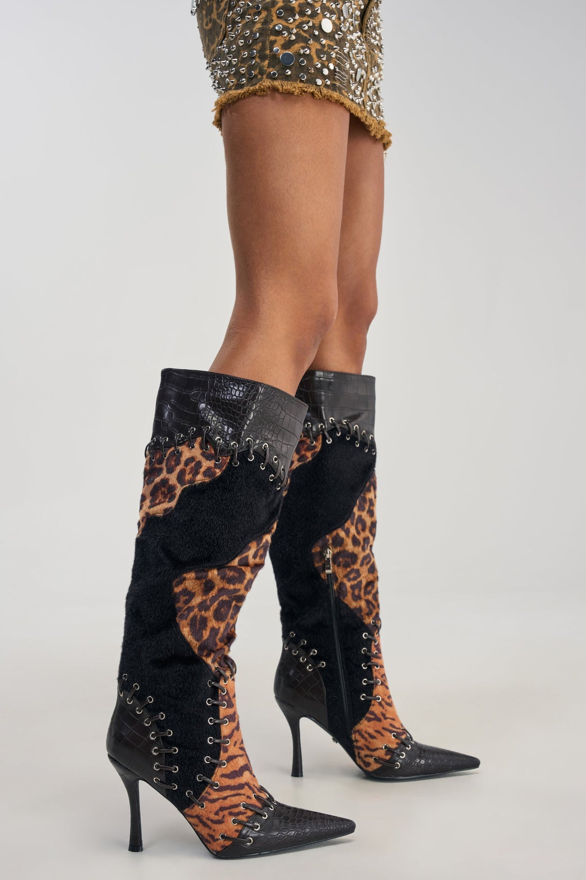 AZALEA WANG KAIROX ANIMAL PATCHWORK LUXE BOOT