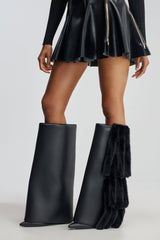 AKIRA GOLD KAIZEN BLACK FUR DETAIL BOOT