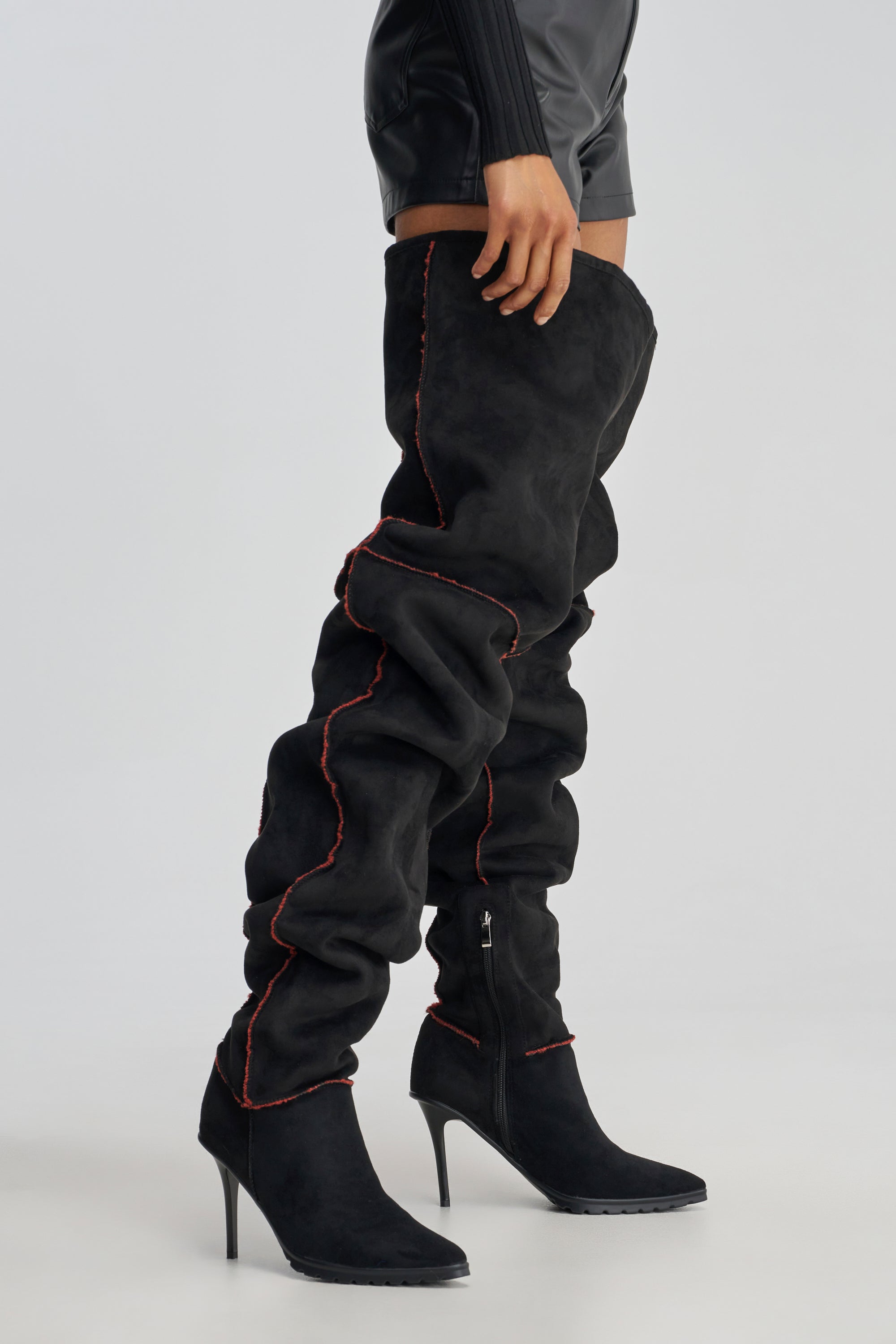 AKIRA GOLD KERRIGAN BLACK MULTI SHERPA STILETTO BOOT