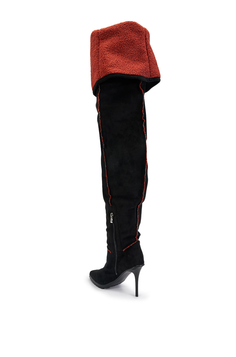 AKIRA GOLD KERRIGAN BLACK MULTI SHERPA STILETTO BOOT