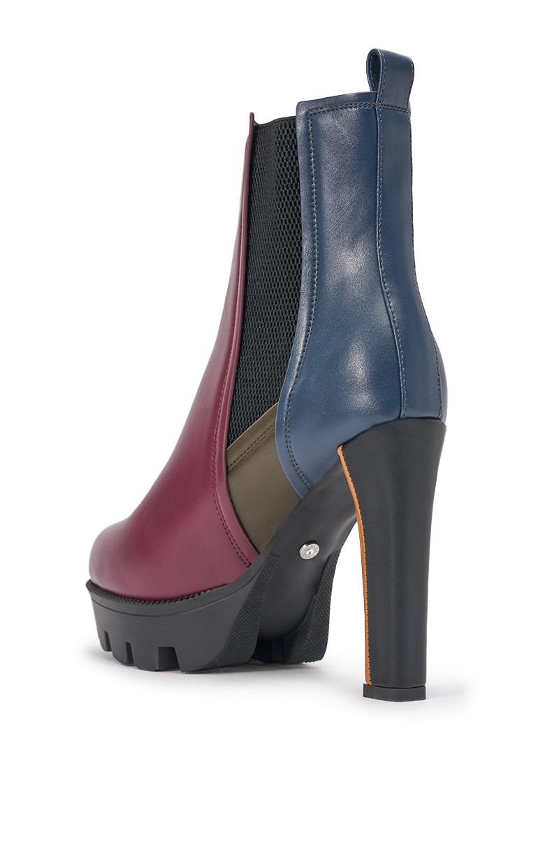 AZALEA WANG MARO MULTI COLOR BLOCKED PLATFORM BLOCK BOOTIE