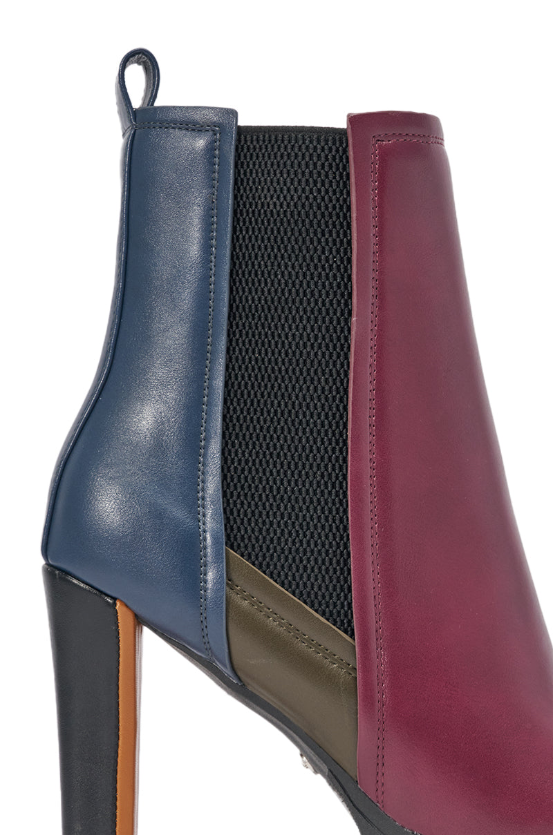 AZALEA WANG MARO MULTI COLOR BLOCKED PLATFORM BLOCK BOOTIE