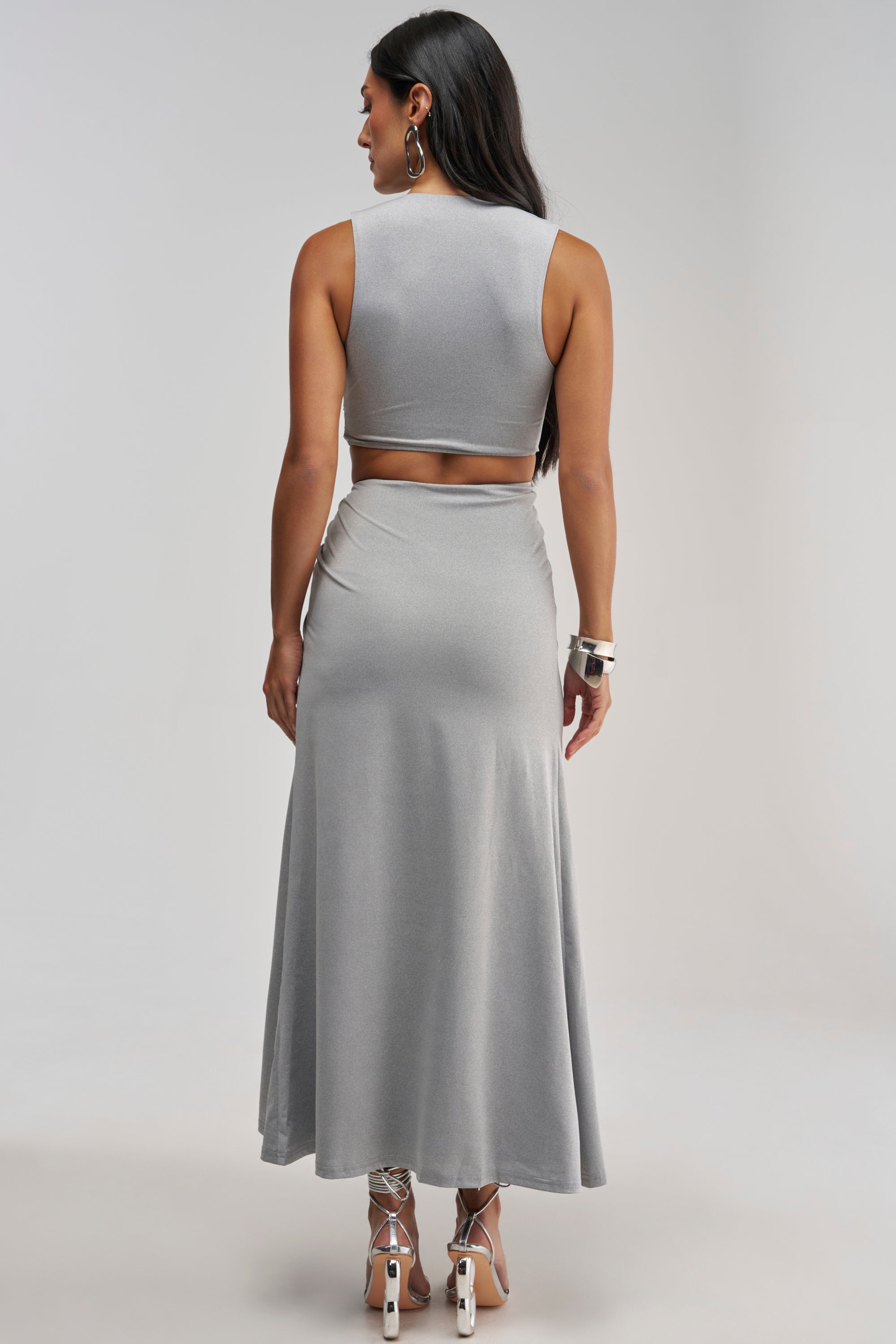 FIND ME IN THE PENTHOUSE MAXI DRESS IN HEATHER GREY