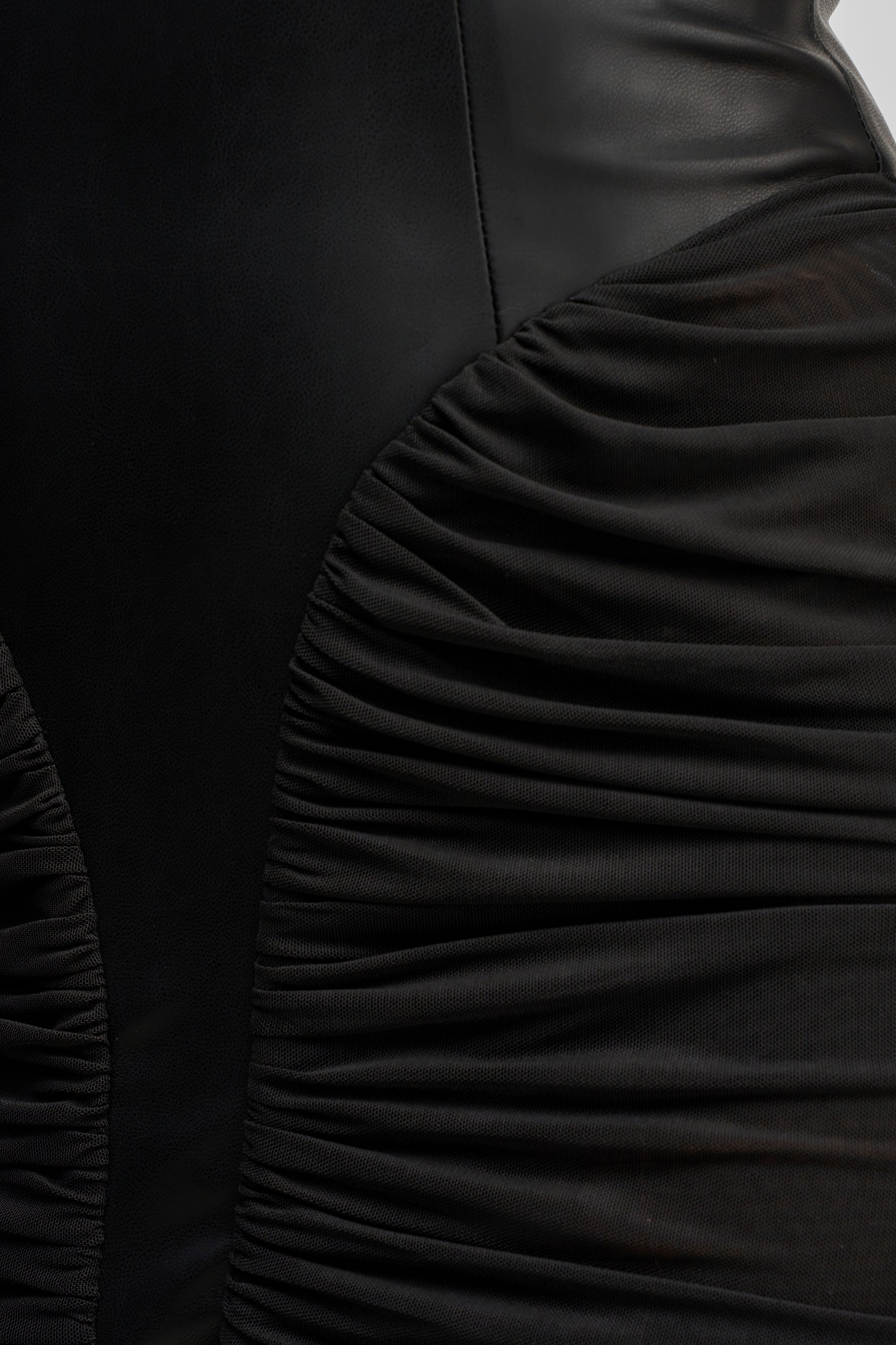 YOU NEED ME RUCHED MAXI DRESS IN BLACK