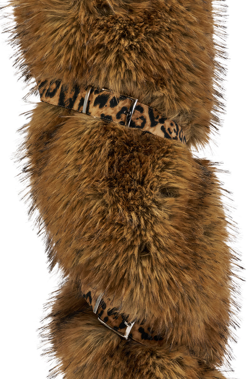 AZALEA WANG NIRA LEOPARD FUR STILETTO BOOT