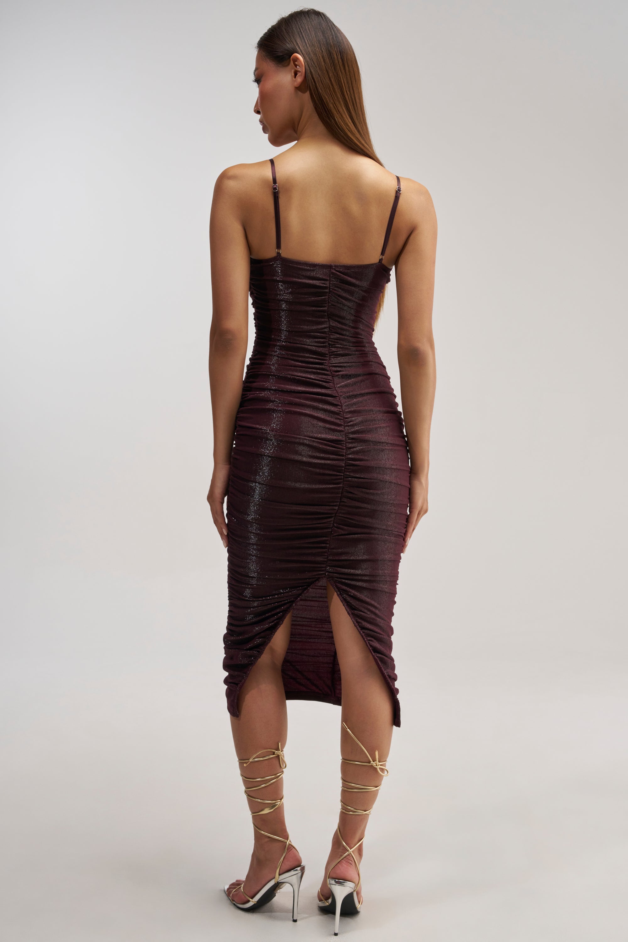 FOREVER FLIRTY RUCHED MIDI DRESS